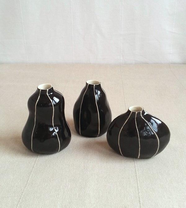 set of 3 bud vase, black set of 3 bud vase, black